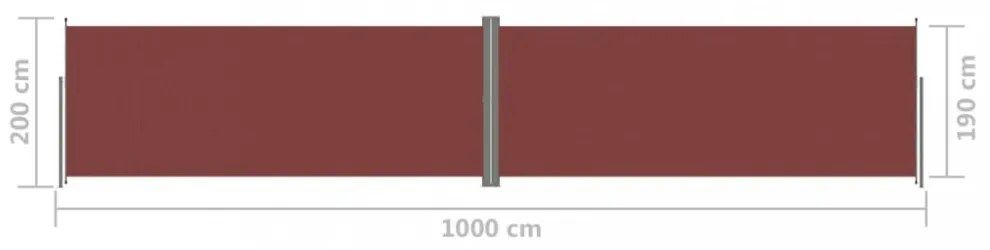 barna behúzható oldalsó napellenző 200 x 1000 cm