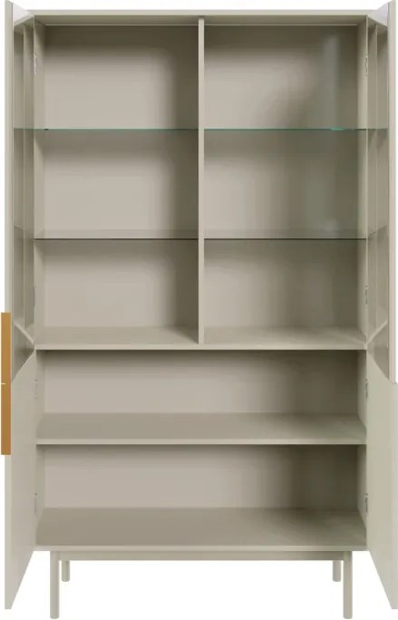 Vitrin szekrény 4 ajtós kasmír színben arany fogantyúkkal – VIVA VI05