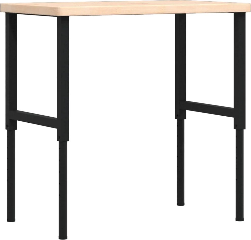vidaXL tömör tölgyfa négyszög alakú munkapad 100 x 60 x (73-99,5) cm