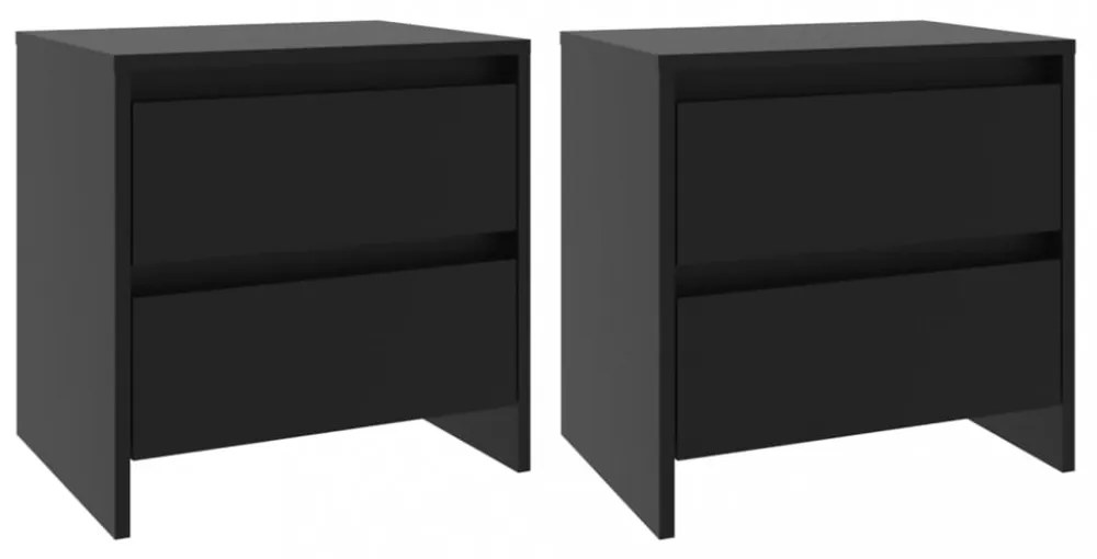 2 db fekete forgácslap éjjeliszekrény 45 x 34,5 x 44,5 cm