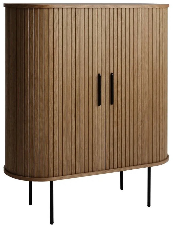 Barna bortartó szekrény tolóajtóval, tölgyfa dekorral 100x118x40 cm Nola – Unique Furniture