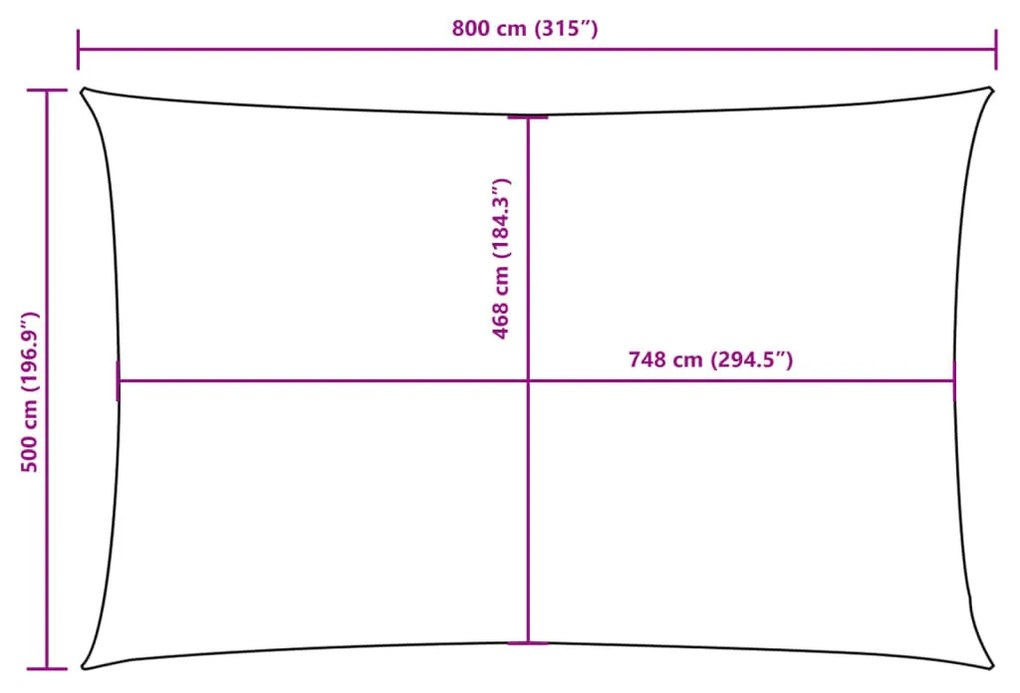 fehér téglalap alakú oxford-szövet napvitorla 5 x 8 m