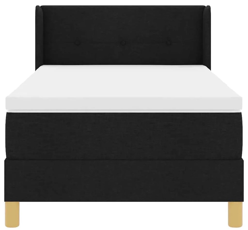 Boxrugós ágy Fekete és fehér és fekete 80 x 200 cm szövet