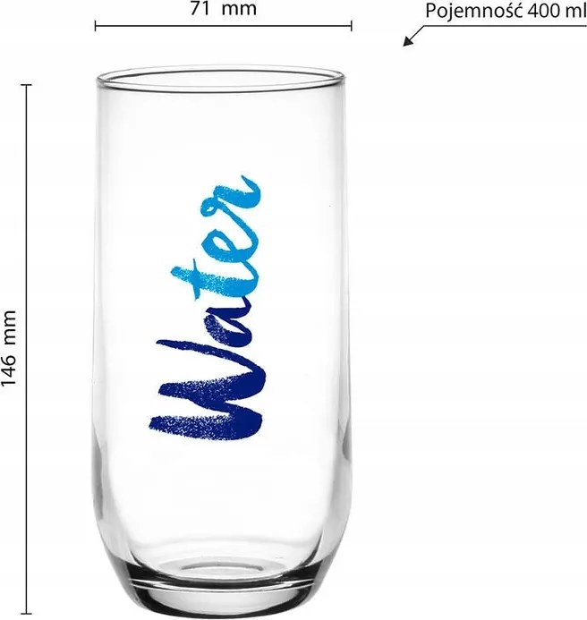 Kpl. 6 db Water pohár 400 ml Glasmark