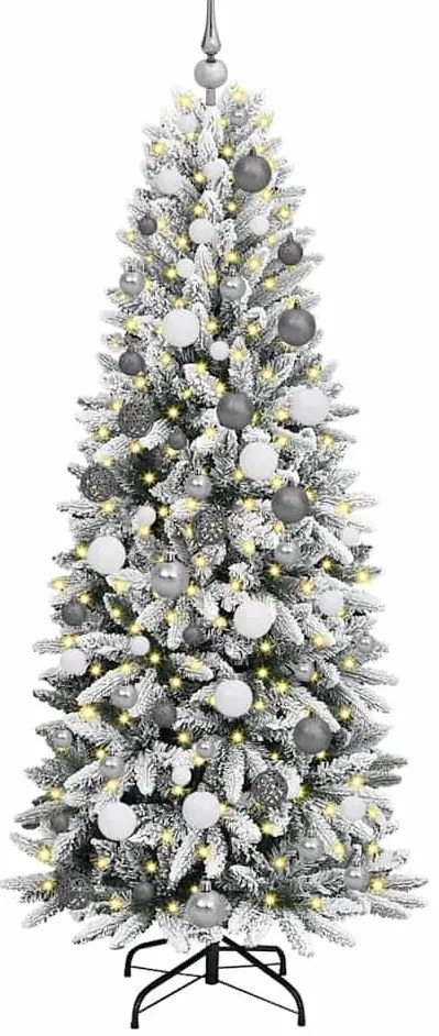 Műkarácsonyfa LED -es lámpákkal Fehér 180cm PVC