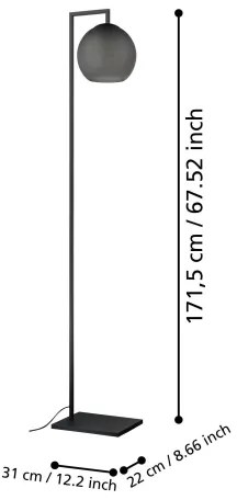 Eglo 390254 - Állólámpa ARANGONA 1xE27/40W/230V füstös