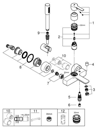 GROHE 33850001 - LINEARE kádcsaptelep DN 15, fényes króm