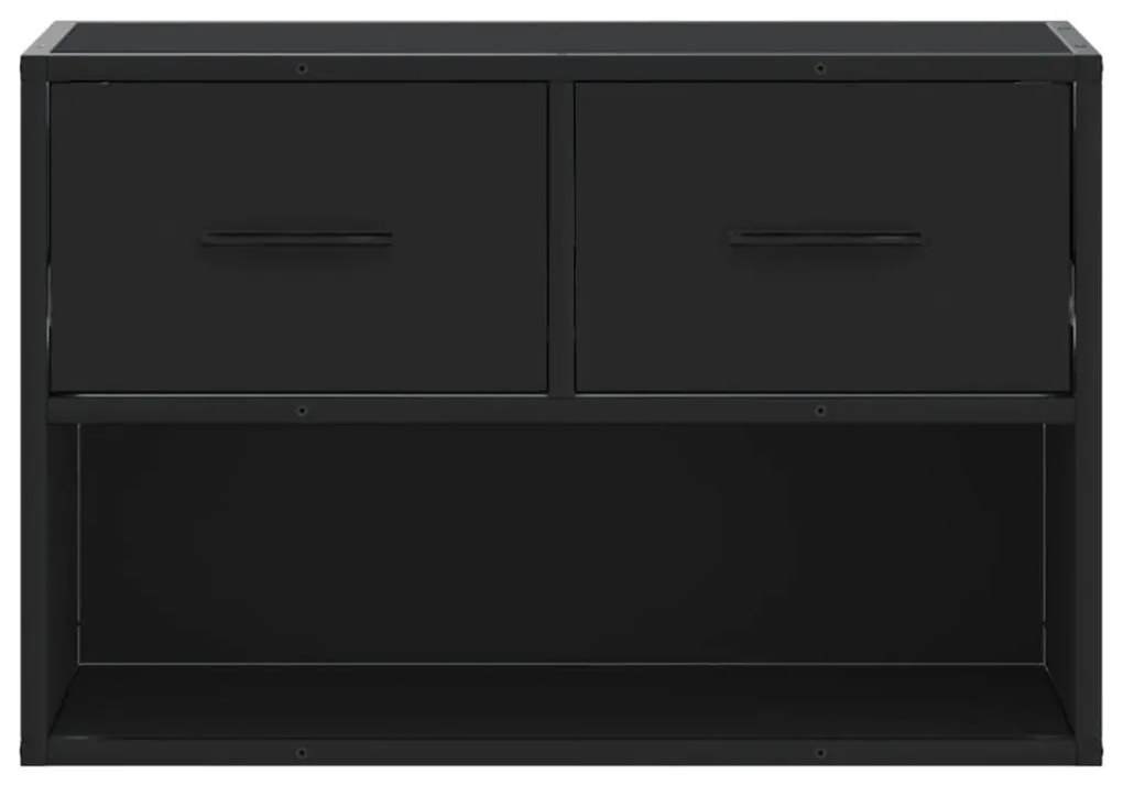 fekete szerelt fa és fém TV-szekrény 60 x 31 x 39,5 cm