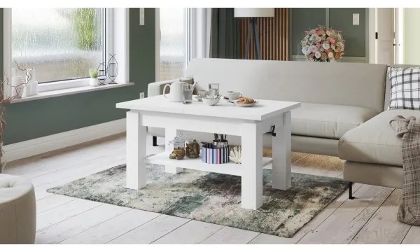 Fehér ADONIS kihúzható konferencia- és étkezőasztal polccal