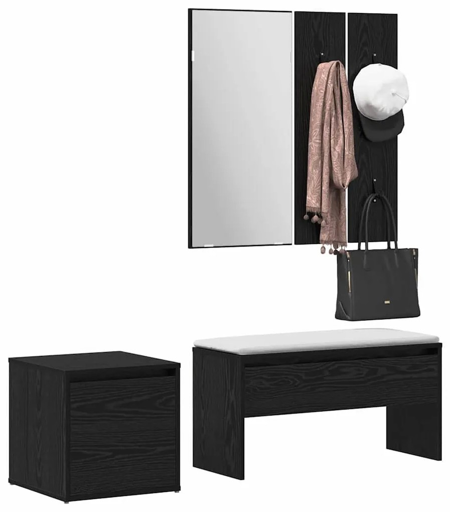 Előszoba bútorkészlet 3 pcs Musta tammi 80 x 31 x 40 cm Faanyag