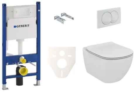 Ideal Standard TESI perem nélküli fali WC szett + Geberit Duofix modul Delta 20 fehér nyomólappal SIKOGES5E0