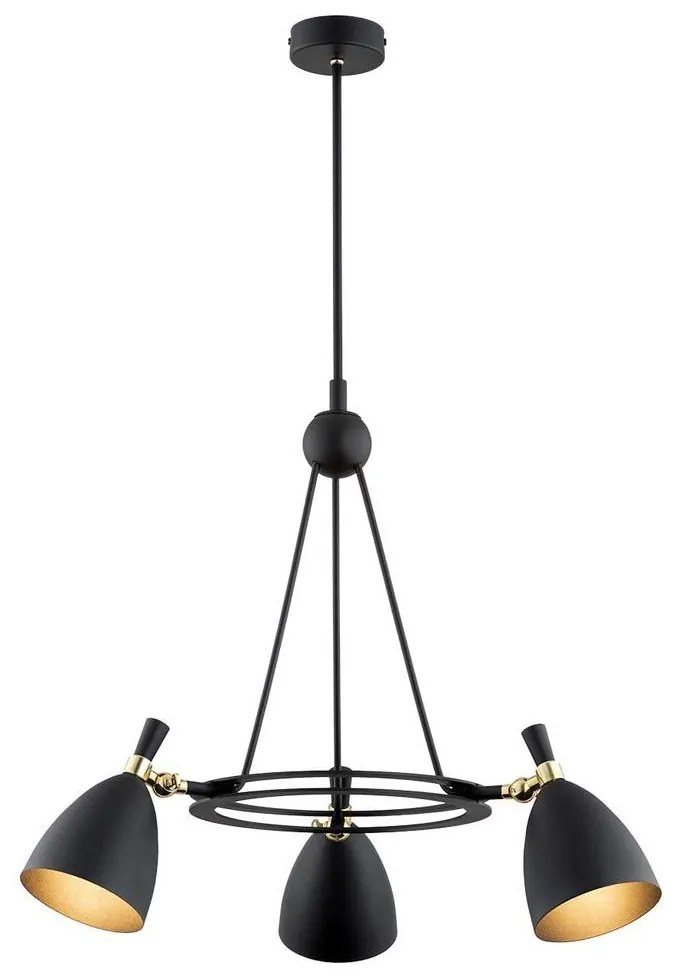 Argon 6149 - Csillár rúdon CHARLOTTE 3xE27/15W/230V fekete/arany