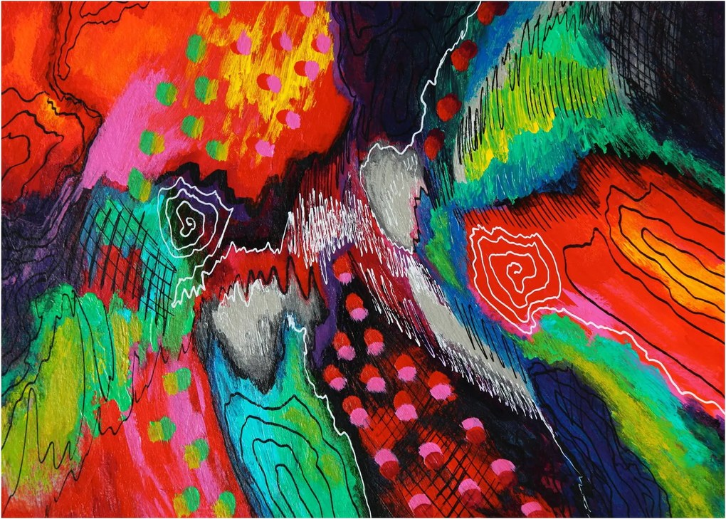 Absztrakt kép - színek (üvegen) (70x50 cm)