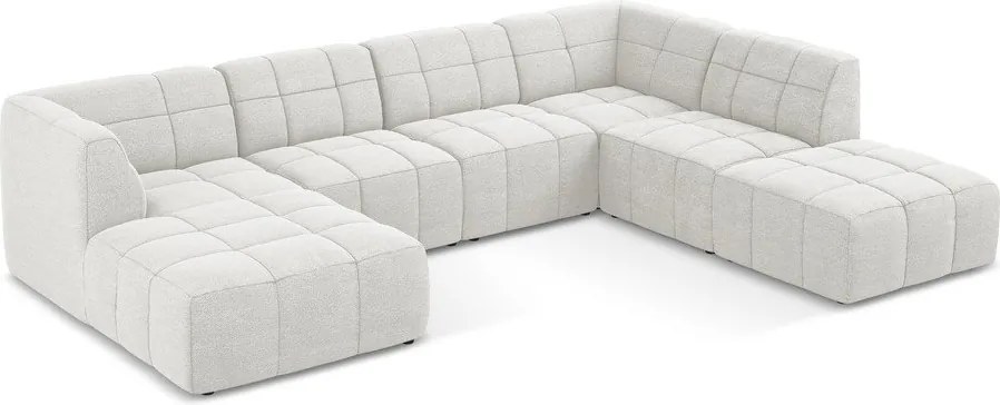 Fehér buklé sarokkanapé (U alakú) Aloha – Makamii