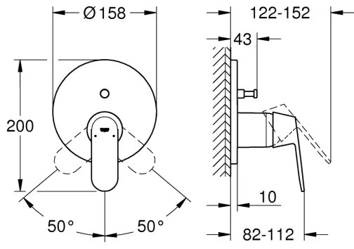 GROHE 24045000 - EUROSMART csaptelep kétirányú váltóval, fényes króm