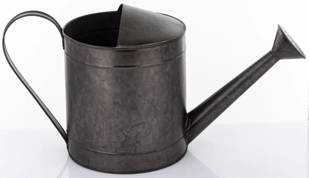 Klasszikus fekete kerek fém locsolókanna fogantyúval 22x42x17,5cm