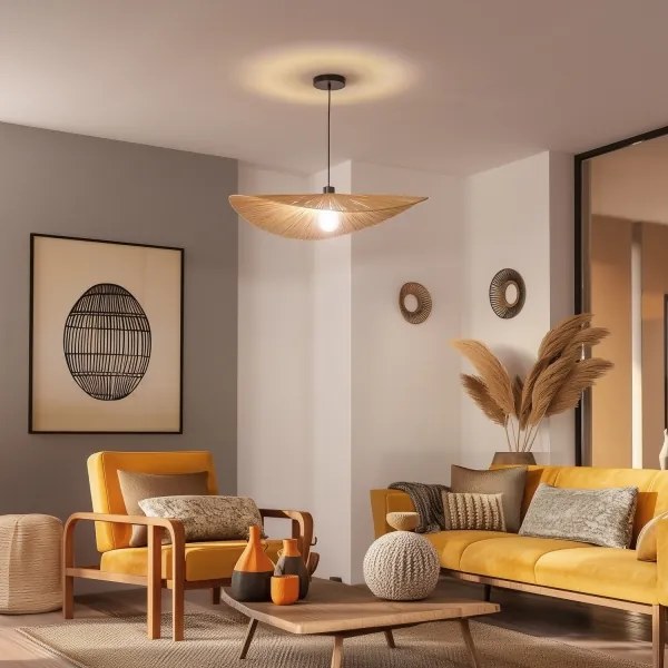 Brilagi - LED csillár zsinóron CERIA BOHO 1xE27/40W/230V, átm. 80 cm, rafia