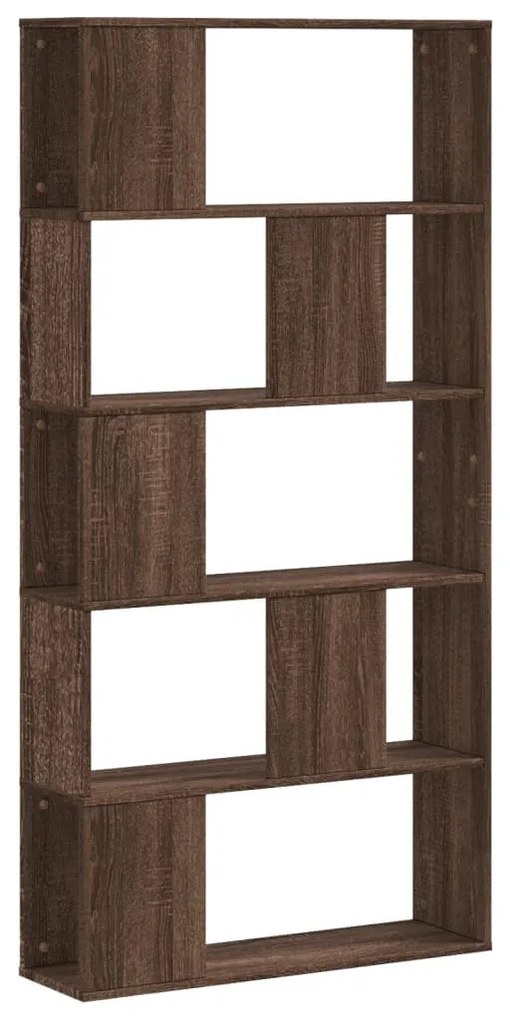 5 szintes barna tölgy színű fa könyvespolc 80,5x23,5x162,5 cm