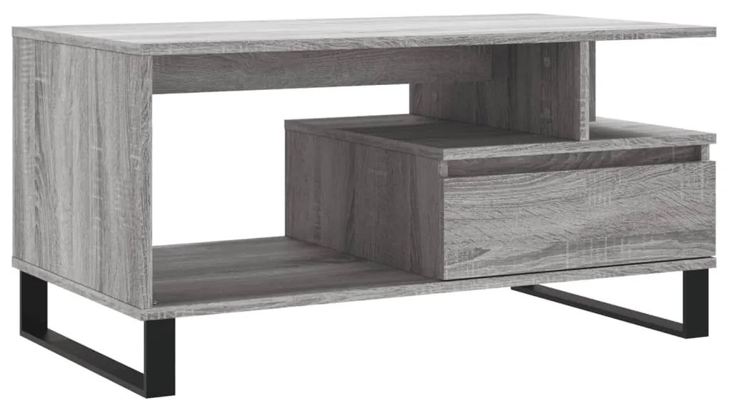Szürke sonoma szerelt fa dohányzóasztal 90x49x45 cm