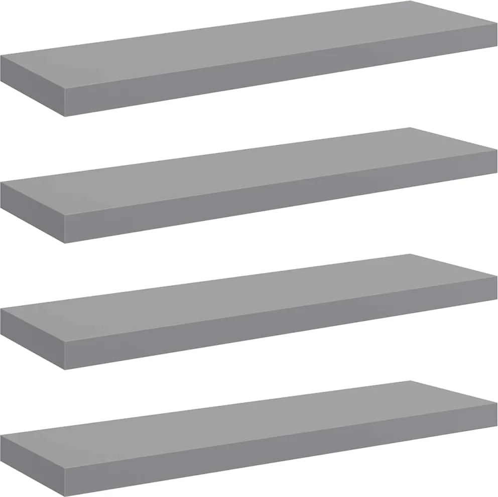 vidaXL 4 db szürke MDF lebegő fali polc 80 x 23,5 x 3,8 cm