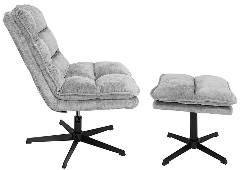 Relaxační forgó fotele KATANIA lábtartóval, világosszürke