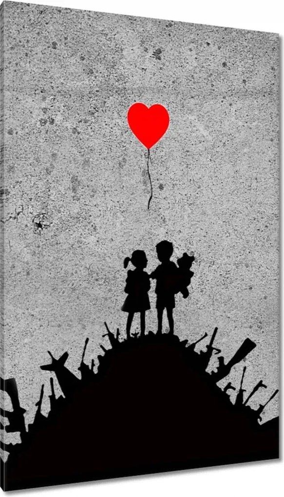 Vászonkép 80x120 Gyerekek egy halom fegyveren