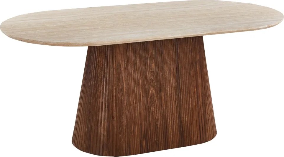 Ovális étkezőasztal 180 cm méretben, travertin/dió színben GIANNI