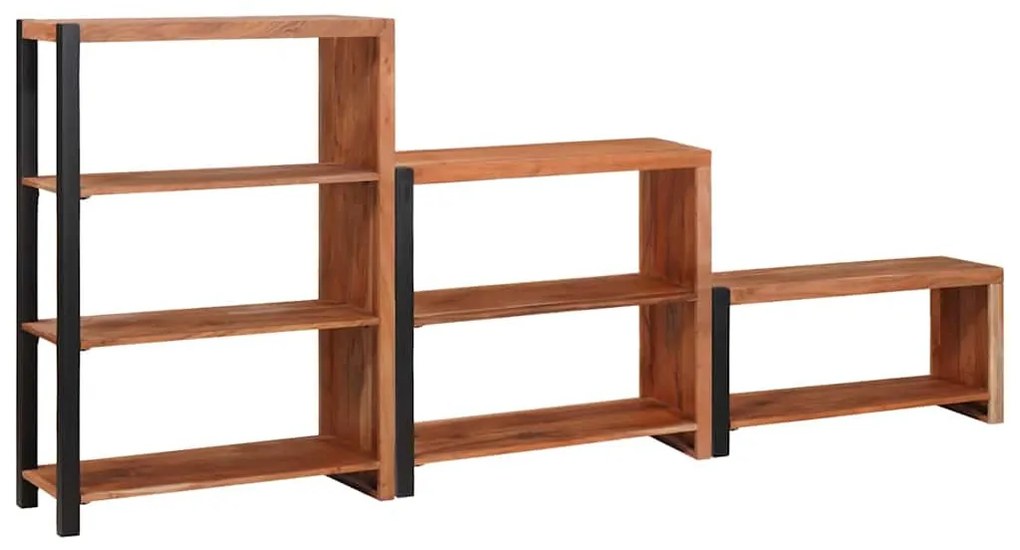 Könyvespolc 3 pcs Barna 80 x 30 x 110 cm Tömör akácfa