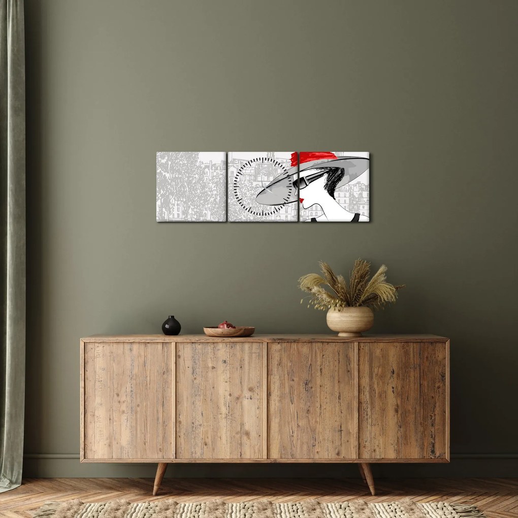 Kép - hölgy a városban (órával) (90x30 cm)