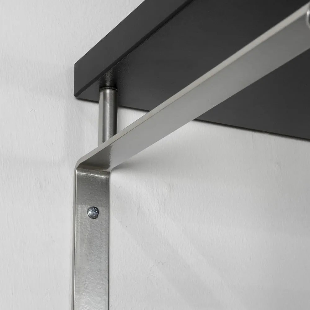 Fekete-ezüstszínű fém fali fogas polccal 70 cm Rex – Spinder Design