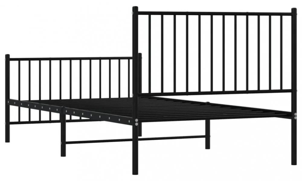 fekete fém ágykeret fej- és lábtámlával 100 x 200 cm