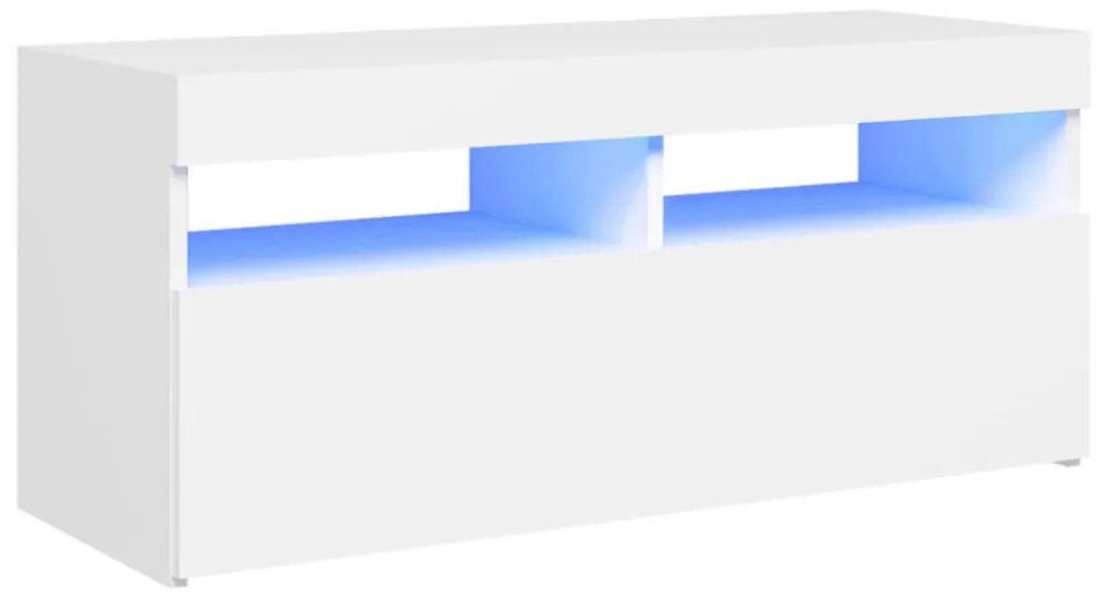 fehér TV-szekrény LED-lámpákkal 90 x 35 x 40 cm