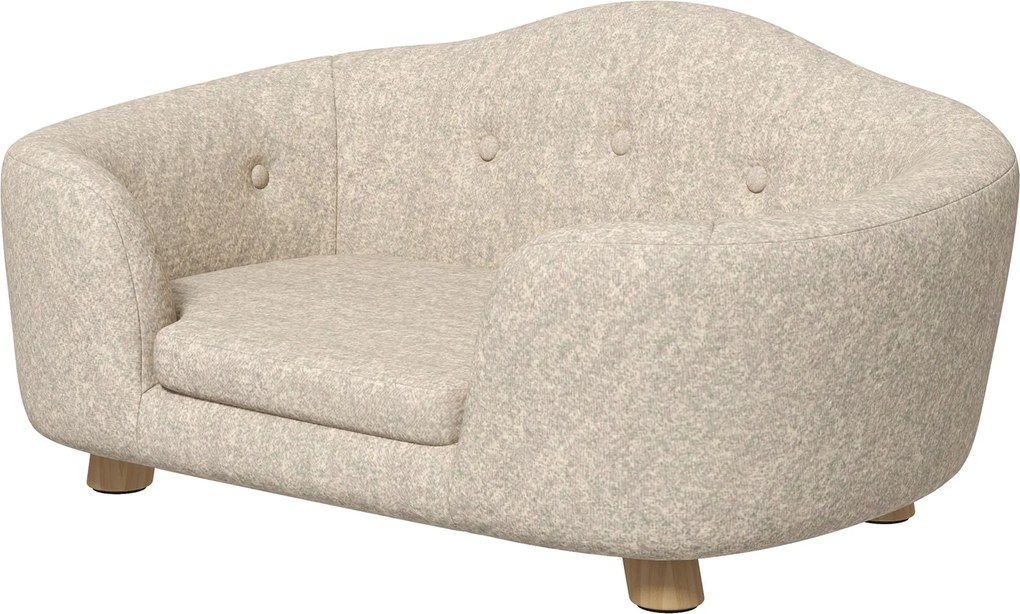 PawHut Kiskutya Kanapé Kutya Matrac Kutya Ágy Macska Kanapé Párnával Hátizsákkal Plüss Hab Fenyő Krém Fehér 70 x 47 x 30 cm | Aosom