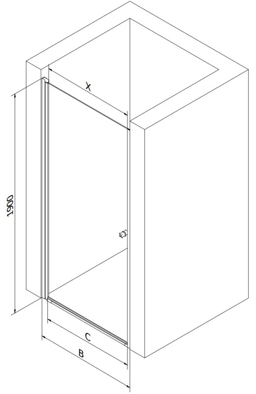 Mexen Pretoria, 1 szárnyú zuhanyajtó 100 cm-re nyitható, 6 mm átlátszó üveg, fekete profil, 852-100-000-70-00