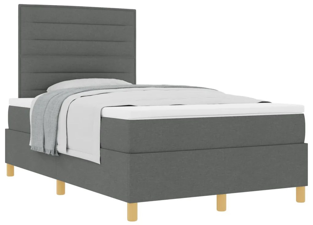 Box Spring Ágy Matraccal Sötétszürke 120x200 cm Szövet