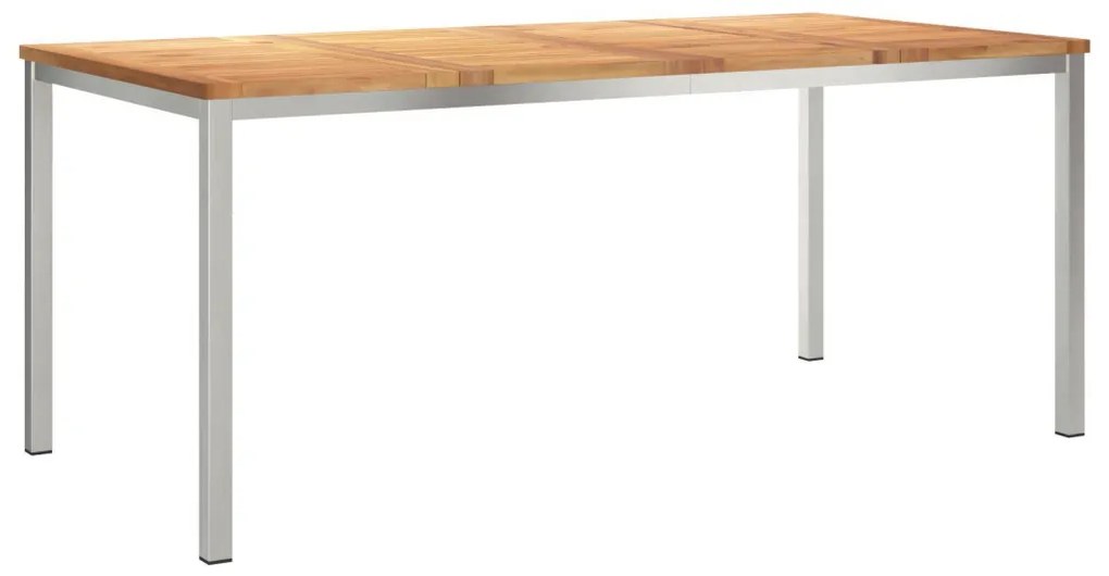 5 Részes Kerti Étkező Szett Tömör Fa Tík, Kültéri Étkező Asztal 180x90x75 cm Tömör Fa Tík