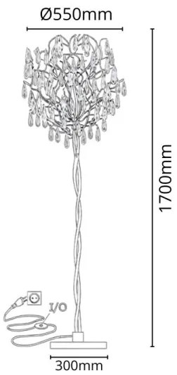 Kristály állólámpa 5xG9/40W/230V arany