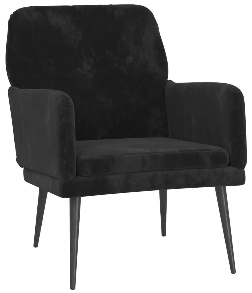 Fekete bársonyfotel 62x79x79 cm