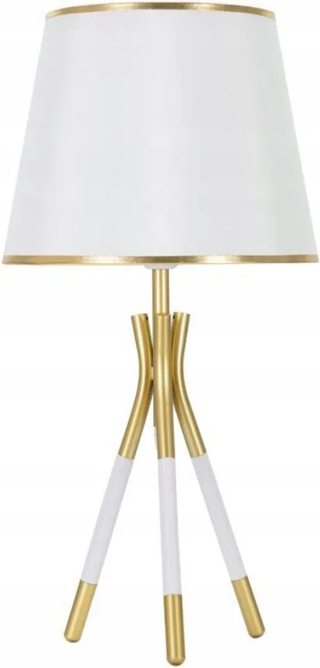 Asztali Lámpa Háromlábú Lámpa Fehér Fém Arany Dekoráció 57cm