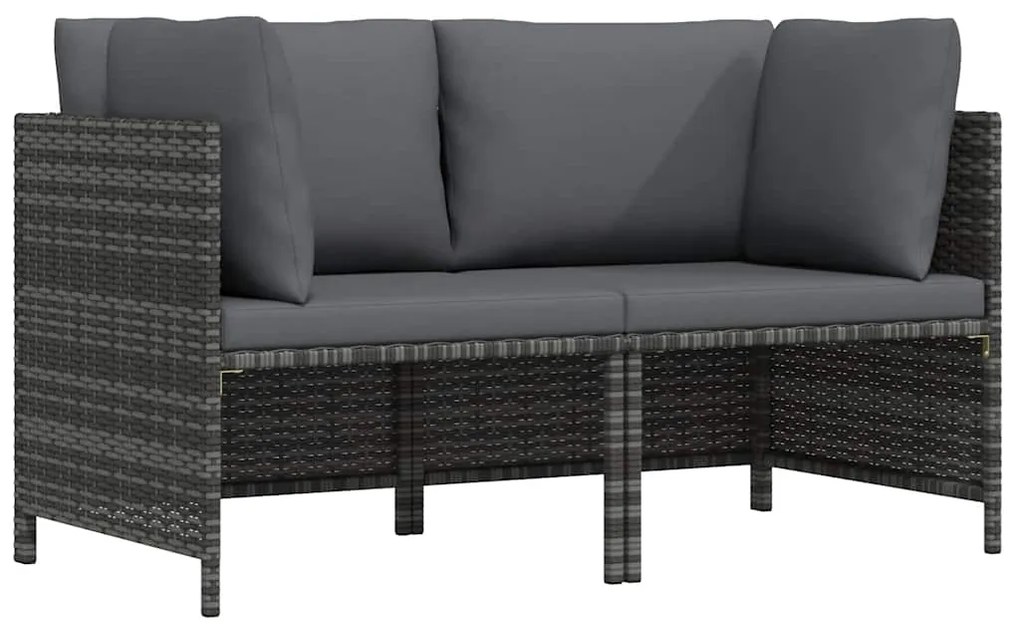 vidaXL szürke kétszemélyes polyrattan kerti kanapé párnákkal