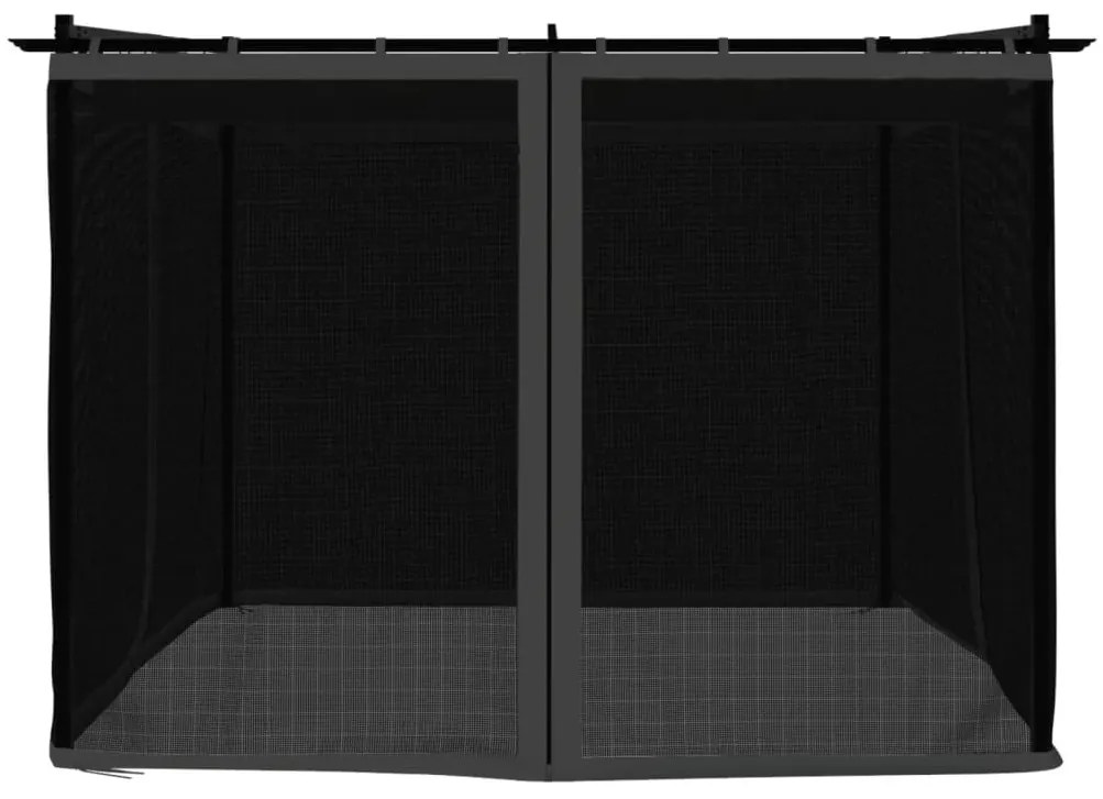 antracitszürke acél pavilon hálós oldalakkal 3 x 3 m