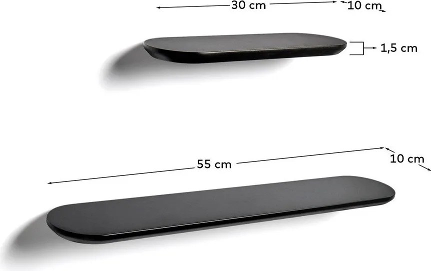 Fekete polc készlet 2 db-os 55 cm Arely – Kave Home