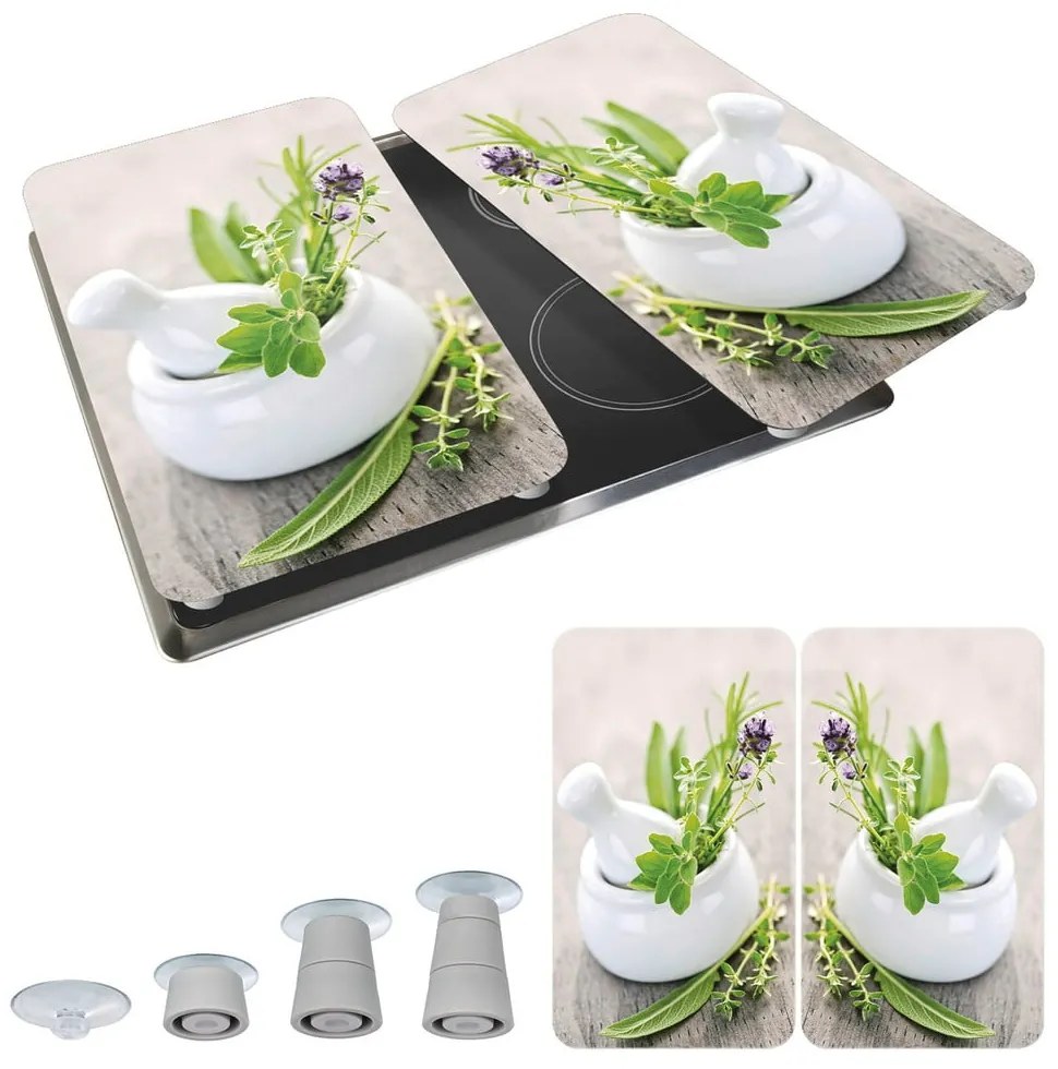 Edzett üveg tűzhely fedőlap szett 2 db-os 30x52 cm Herb – Wenko