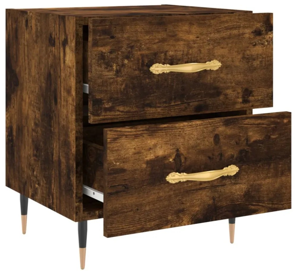 füstös tölgy színű szerelt fa éjjeliszekrény 40 x 35 x 47,5 cm