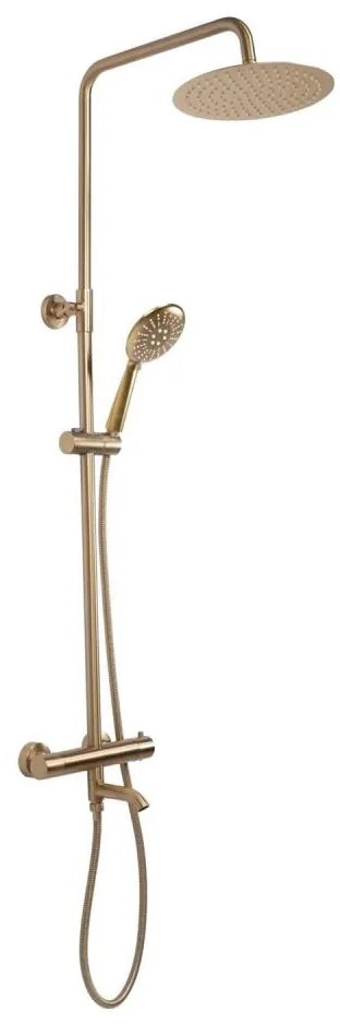 REA-P6604 - LUNGO zuhanyszett termosztátos csapteleppel, szálcsiszolt arany
