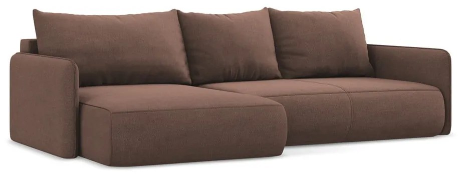 Rózsaszín kinyitható-tárolóhelyes sarokkanapé (bal oldali) Nanea – Makamii