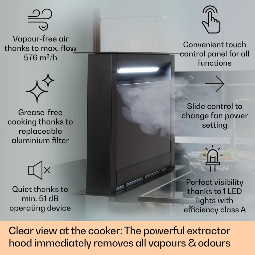 Klarstein Royal Flush Eco, páraelszívó, 90 cm, 714 m³/ó, A+