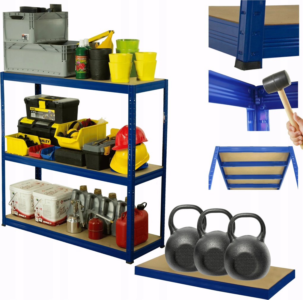 Helios fém tároló állvány műhely állvány 90x100x35cm 3Px350kg