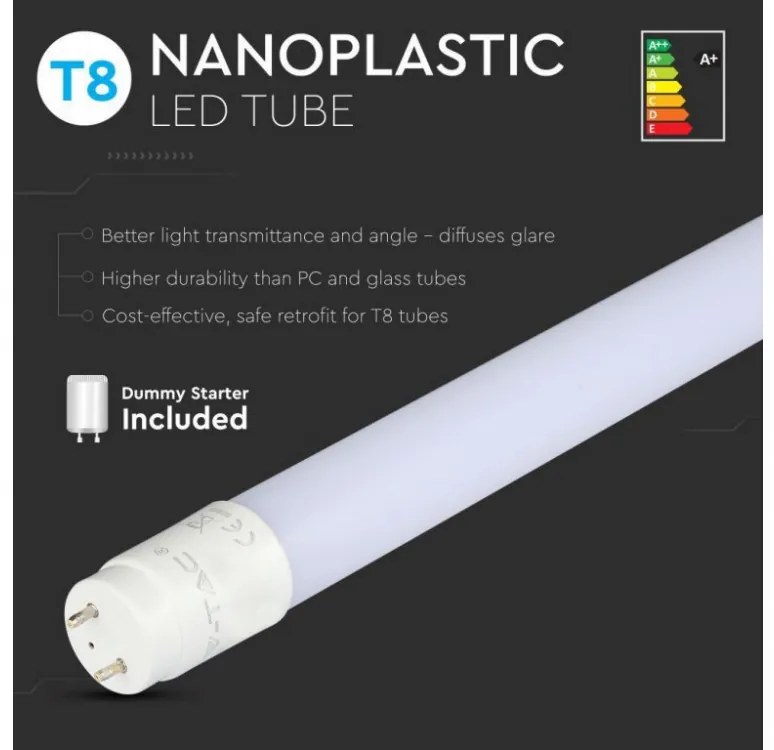 5 darab LED CSŐ 120 Cm Armatúrába T8, 18W 1700 Lumen G13 NANO PLAST Neon Cső Helyett