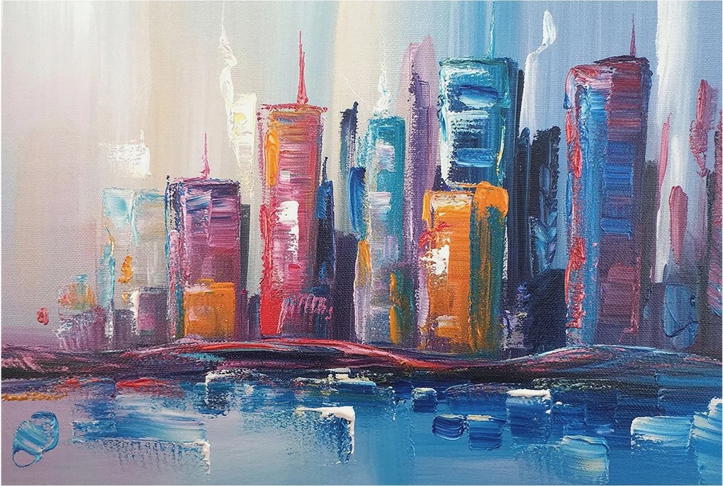 Dekoratív fotótapéta falra Könnyű összeszerelés Színes város 104x70 Ragasztó